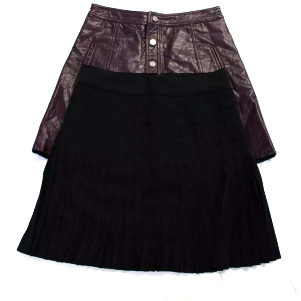 MINI SKIRT PURPLE BLACK FAUX LEATHER SIZE 26 LOT 2 - Picture 1 of 5